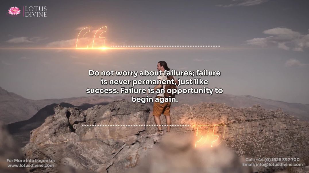 ⁣Do not worry about failures; failure is never permanent, just like success. Failure is an opportunit