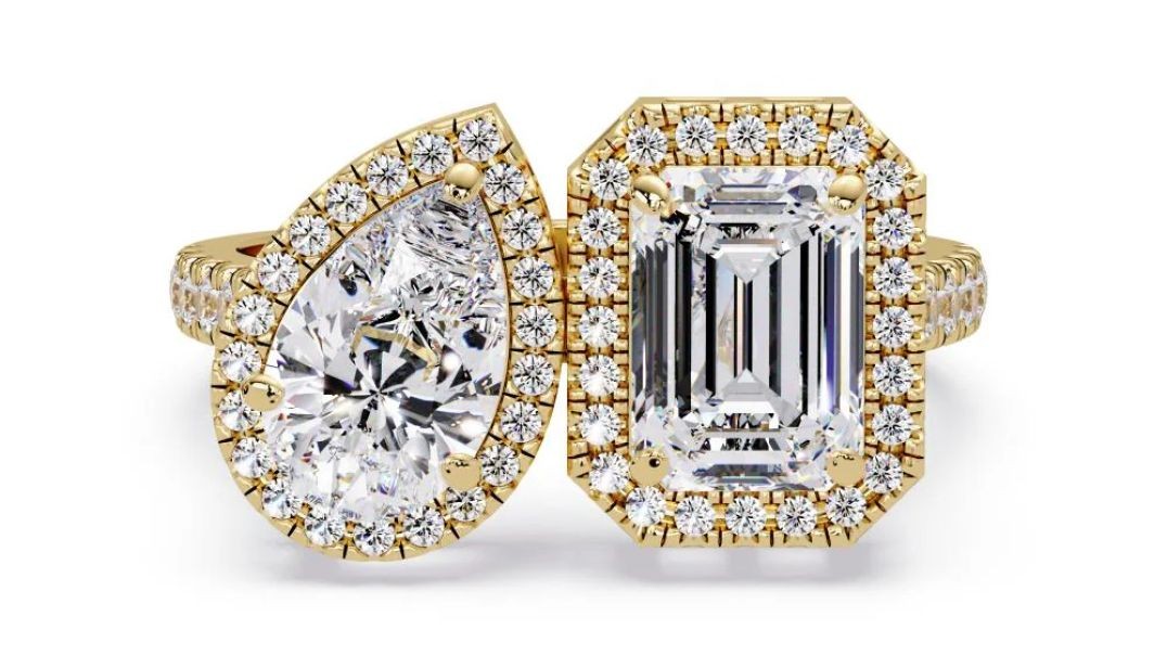 Toi et Moi Ring with Halo Setting